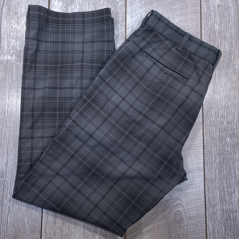 Nike Golf Pants Mens Size 34x32 Grey Plaid Dri-FIT Tour Performance Trousers